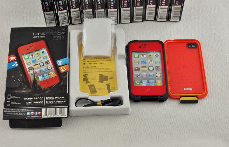 Red Shock Proof Waterproof Cell Phone Case Protective For Iphone 4