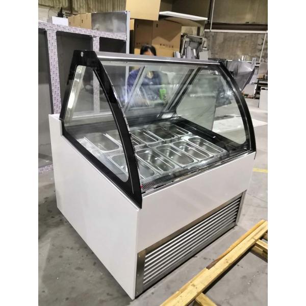 Curved Glass Door Ice Cream Refrigerator Frozen Popsicle Display Cabinet
