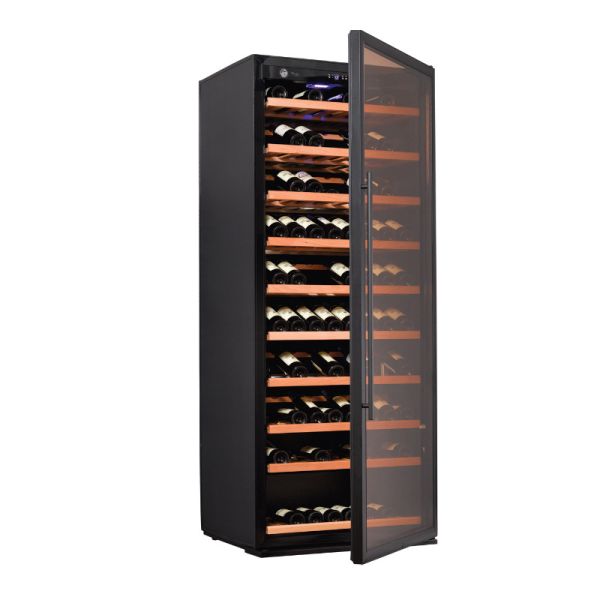 Single Zone Black Wine Cooler Cabinet with Touch Control Screen and Double Pane Glass Door