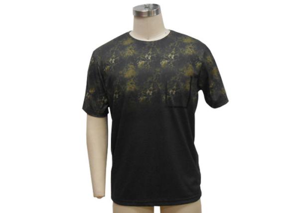 Round Neck T Shirts / Mens Short Sleeve Polo Shirts Allover Pigment Placement Printing