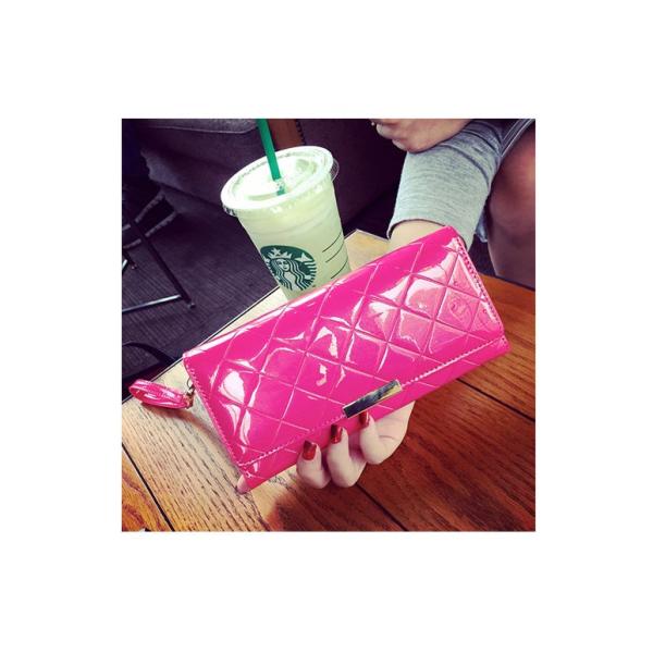 2016 summer sweet new Slim simple long section clutch wallet Ms. Lingge patent leather