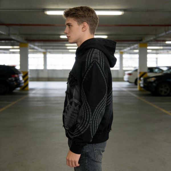 Custom Heavyweight Stripe Applique Patch Rhinestone Y2k Streetwear Oversized Pullover Acid Washed Vintage Sun Faded Hoodie Men