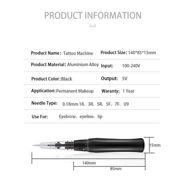 Máquina semi permanente negra Kit Tattoo Gun del maquillaje de Digitaces de la radio