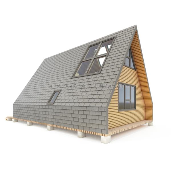 EU Baño Salón de estar Contenedor triangular de madera con puerta de panel de sándwich y estructura de tubos cuadrados de acero galvanizado