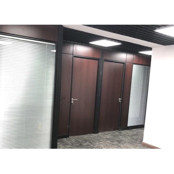 Aluminum Tempered Office Glass Partition Walls Noise Reducing With Blind