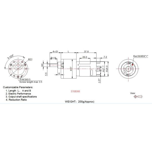 37mm Metal DC Motor Gearbox High Torque , 12 Volt 24v RS 380 / RS 555 DC Motor