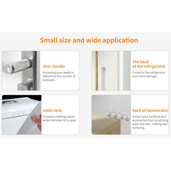 Super High Viscosity Self-Adhesive Clear Rubber Door Stoppers Square Pattern Cabinet & Drawer Bumpers