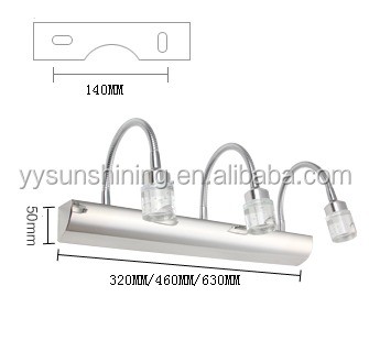 Customizable Easy Mount LED Flexible Goose Neck Bathroom Mirror Light IP 44 Wall Mount Mirror Lamp 3000k-6000k