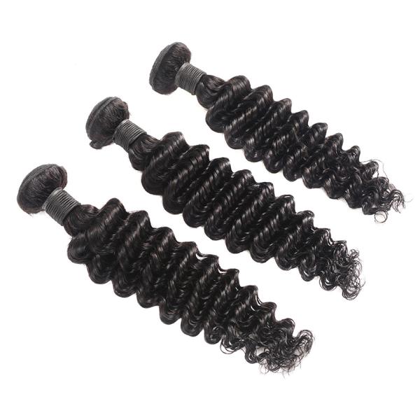 Deep Wave 1B 100% Brazilian Human Virgin Hair Bundles For Black Lady