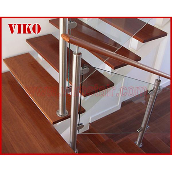 Double Steel Plate Stair VK43S Tempered GlassLED Light strip, Stringer: 5mm+5mm(Thickness), Dia 6mm Steel Cable