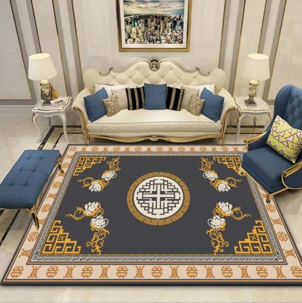Chinese Style Ancient Classic Crystal Velvet Floor Carpets For Sofa Living Room