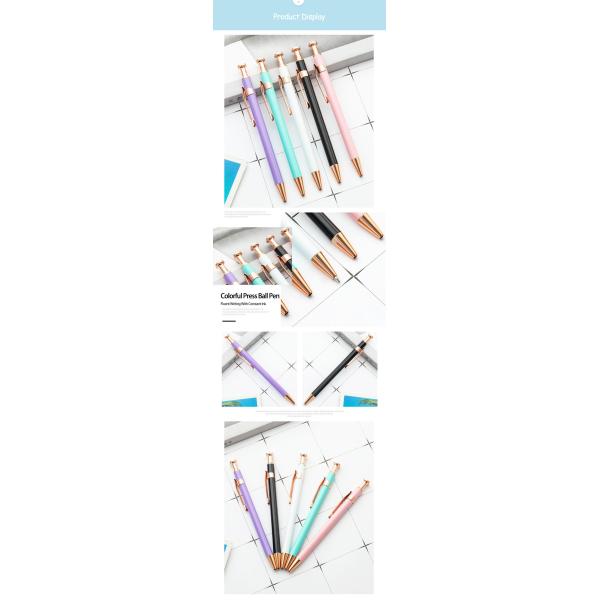 Macaron Color Press Metal Ball Pen With Golden Clip Fancy Portable Gift Pens