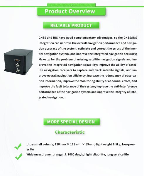 High- UNIVO UBTS770Y Série UBTS770 8W Gyro FOG para atitude estável e localização do norte