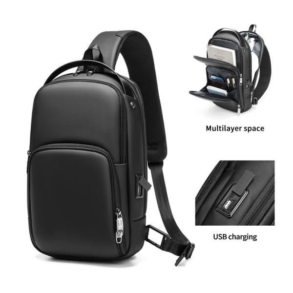 High quality printed logo new casual Shoulder Sling Crossbody Bag Custom logo Travel Men's Chest Bags