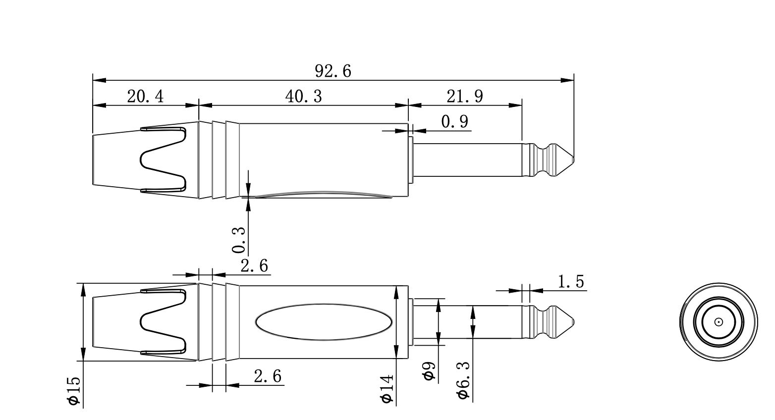 Многофункциональный 6,35 мм Jack Plug Connector Metal для электронных устройств