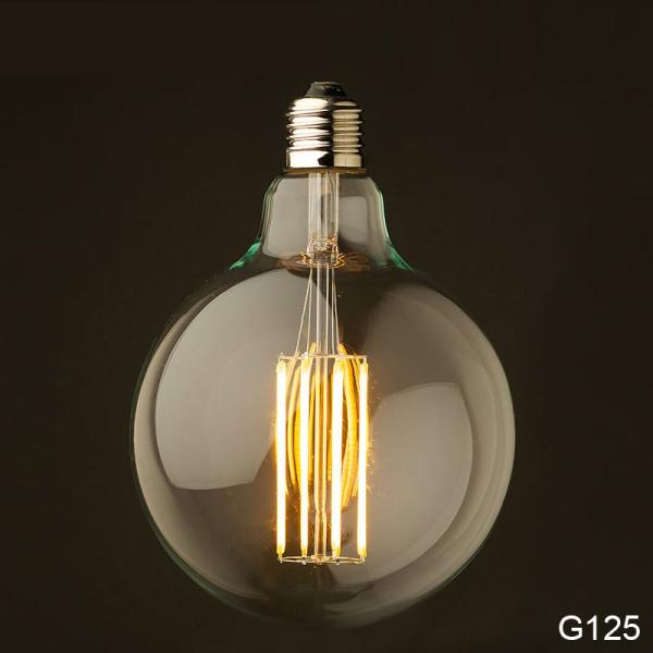 110 lm/w E26 E27 9W G125 G95 LED Filament Bulb with Dimmable Function and Amber Glass