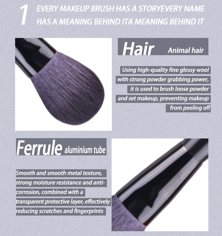 Sable Grey Flat Round Large-Area Blush Brush for Contouring & Blush, OEM/ODM Services Available-Product Code: Y03