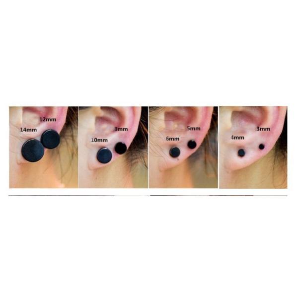 Hot Selling Classic Black Round cakes Stainless Steel Stud Earrings More size