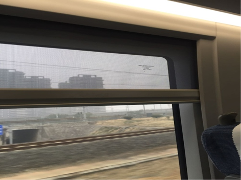 Rideaux de train en fibre de verre avec cadre en alliage d'aluminium