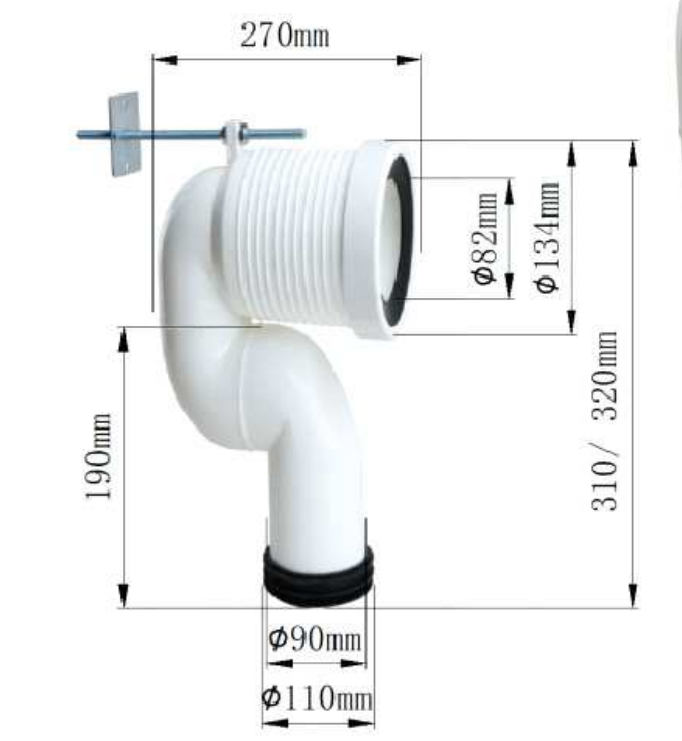 White PP Bathroom Pipe Connection Pipe Toilet Accessory Bathtub Pipe Drainage Water Trap