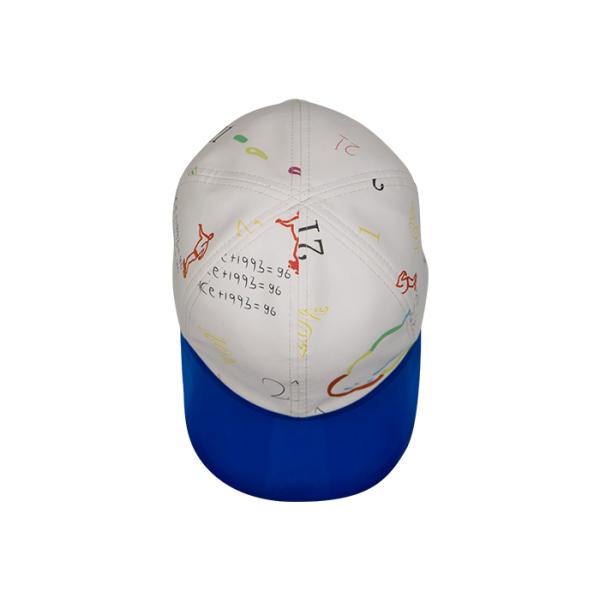 White PU Sports Dad Hats Cartoon printing and Transparent brim Adjustable for unisex