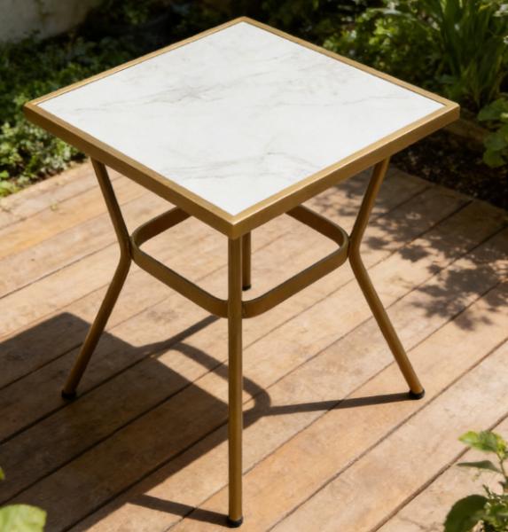 Modern Outdoor Square Dining Coffee Table Set Matching Patio Bistro Chairs for Cafe Resort Use