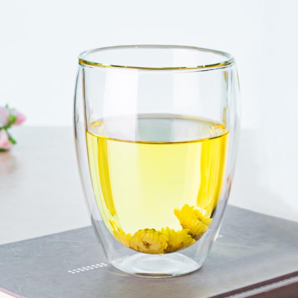 Чашка стены двойника ясности доказательства жары стеклянная подгоняла округлую форму логотипа/емкости