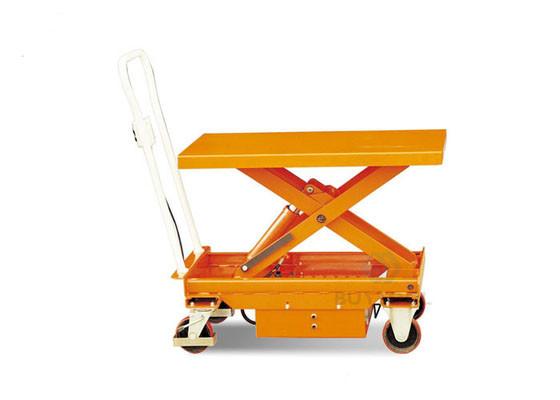 500kg 1102lbs Mobile Lift Tables Hydraulic Manual Mobile Single Scissor Lift Table Trolley