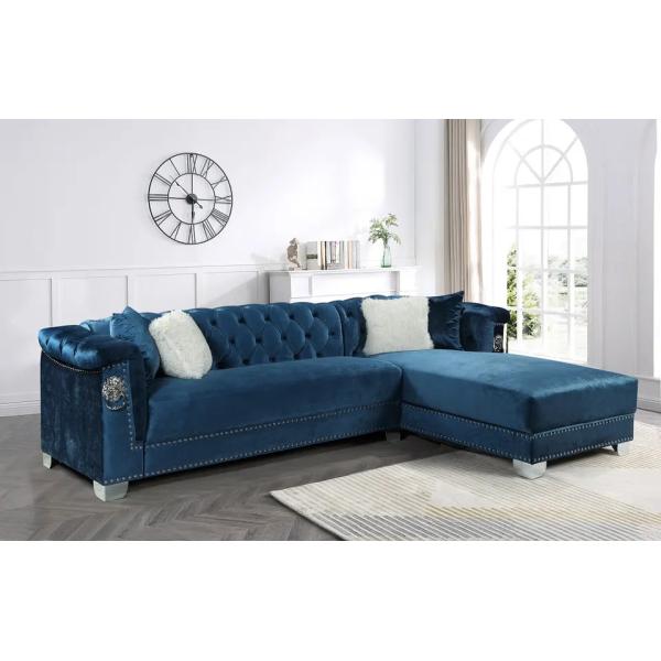 Wholesale Custom Living Room Furniture Chesterfield Tufted Velvet Fabric Sofa Set 1+2+3 Seater  Living Room Sofa