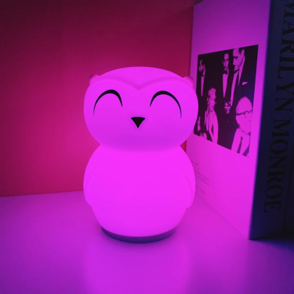 Logotipo personalizado Silicone Dimmable Color Changing Owl Night Lamp para Baby Gift Home Decor