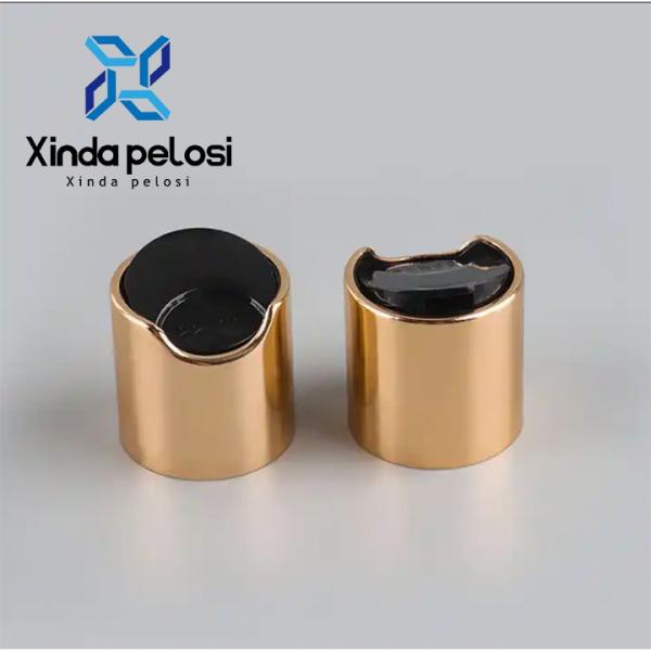 28 410 20 410 24 410 Aluminum Plastic Black Gold Disc Top Cap For Cosmetic Packaging