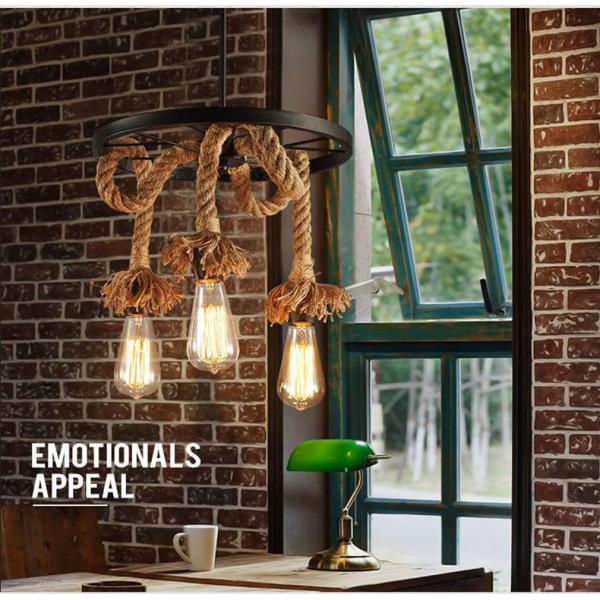 Loft Iron  Rope Chandelier Retro Industrial Light Fixture Dining Room Light(WH-VP-207)