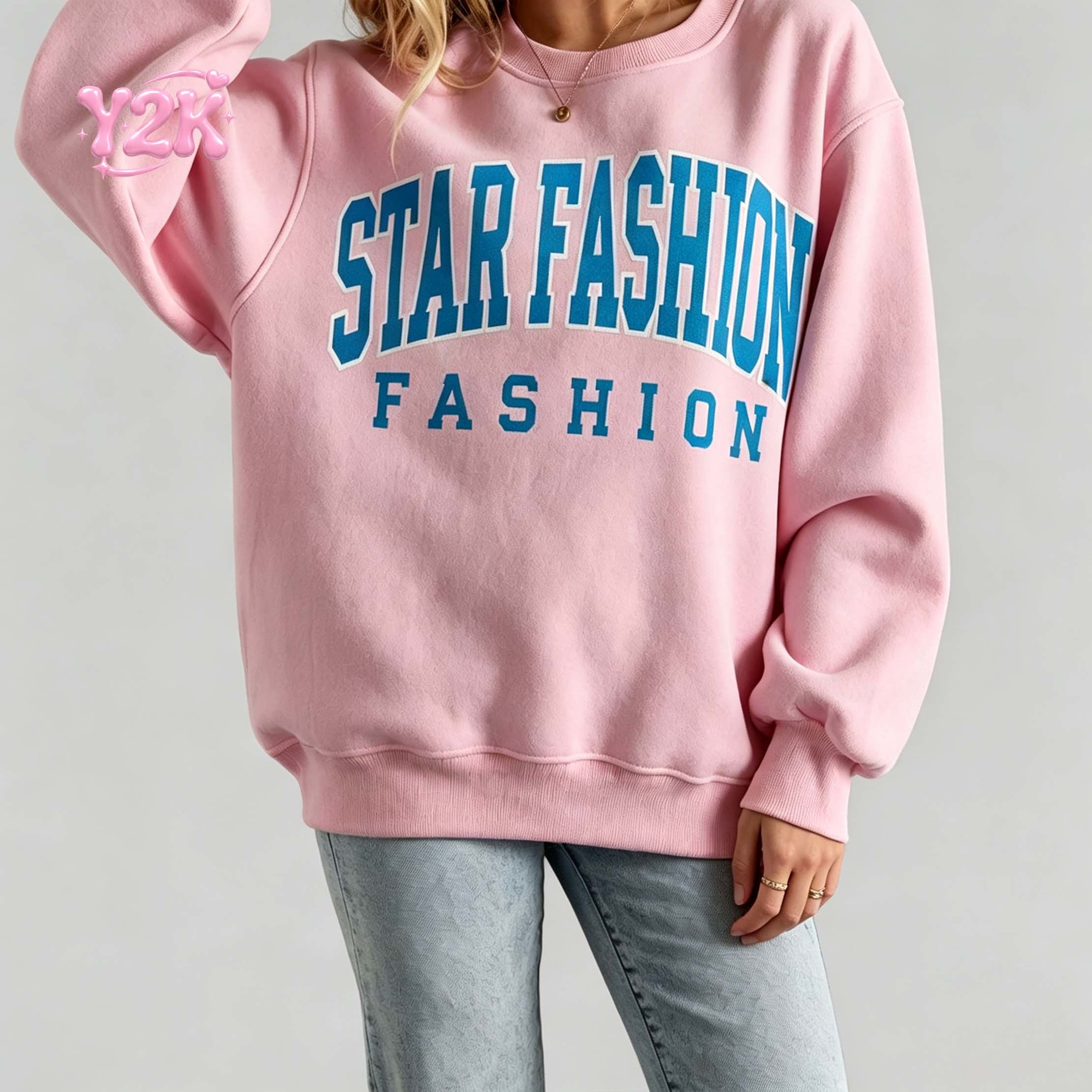 Custom Women's Collegiate Letter Oversized Crewneck Sweatshirt