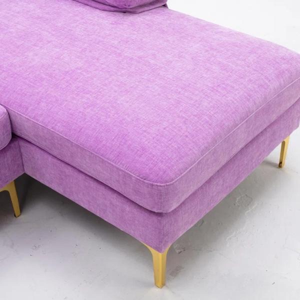 European Style corner Modern Design bar big purple Chenille sectional sofa u shape sofa for living room villa