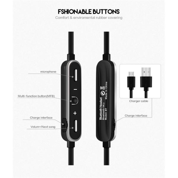 Full Metallic Housing Sports Bluetooth Earphone Wireless Earbuds CVC Noise Cancelling