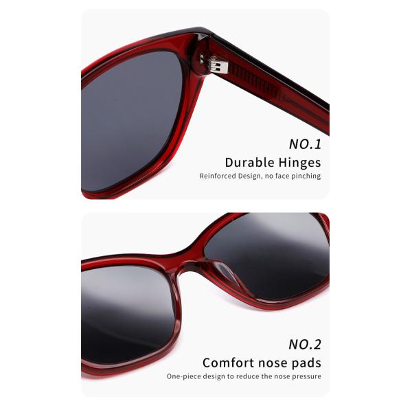 Red Color Transparent Cat Eye Acetate Frame Sunglasses For Women Uv400 Protection