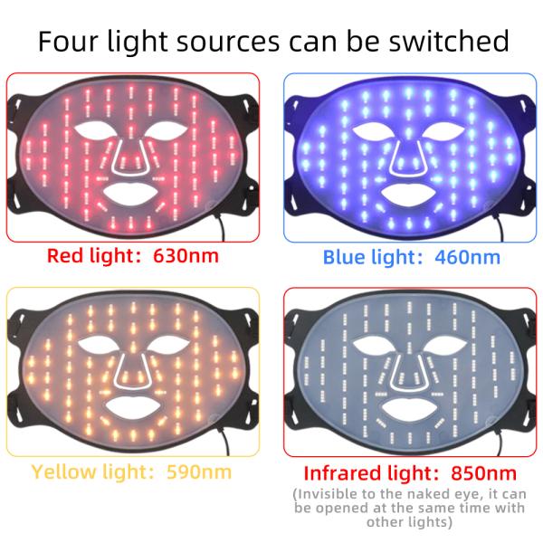4 Color Light Silicone LED Light Face Therapy Mask for Acne Treatment Energy 46mv/cm2