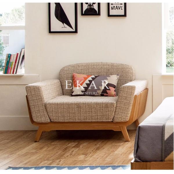 Modern Oas Wood Big Fabric Sofa Chair