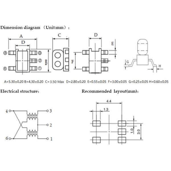 Pb Free Broadband RF Transformer , RF Impedance Transformer RoHS Compliant