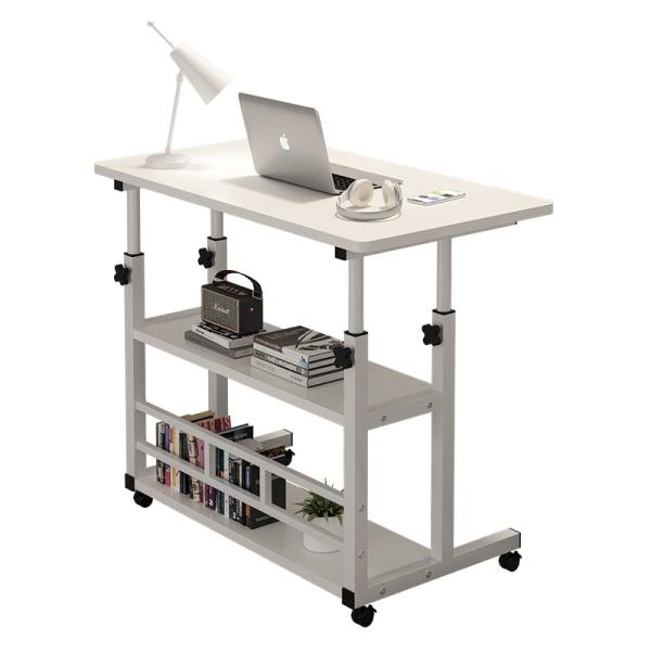 Adjustable Side Table with Wheels Bedside , for Dorm, Movable Office Desk Bed, Lazy Bedroom