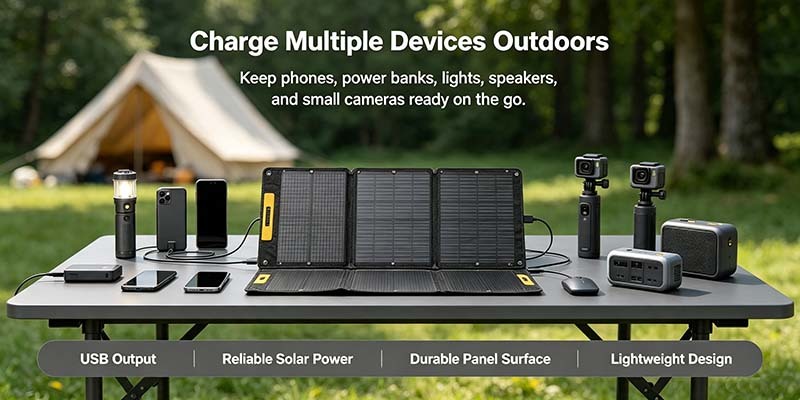 16 Fast‑Charging Fold‑Up Solar Panel, USB‑C QC Solar Charger for Outdoor Camping Hiking Gear