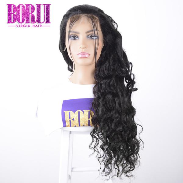 Peruca fraca pre arrancada humana brasileira da parte dianteira do laço da onda do cabelo da cor natural