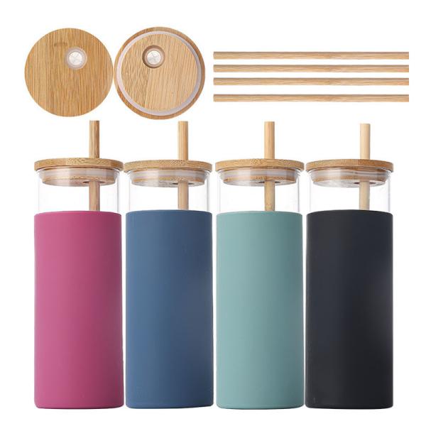 Bouteille d'eau en verre scellée de 16 oz, résistante au BPA, sans BPA, certifiée écologique, avec marque laser.