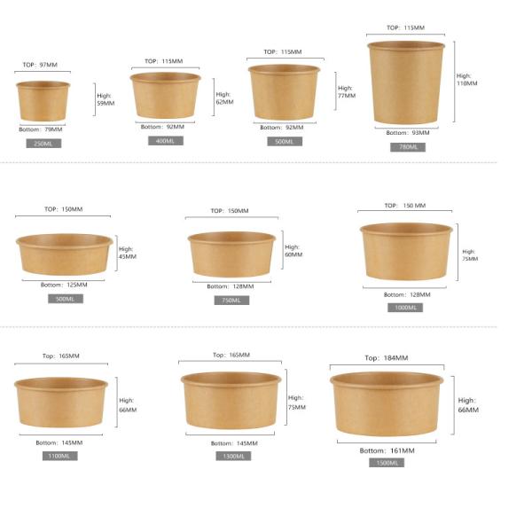 Recyclable 500ml Kraft Bowl Eco Friendly Paper Takeaway Bowl