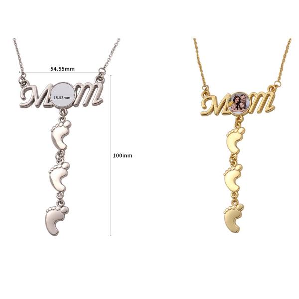 Regalo para el Día de la Madre Collar de sublimación Collar de huellas Collar personalizado Collar para mamá y bebé