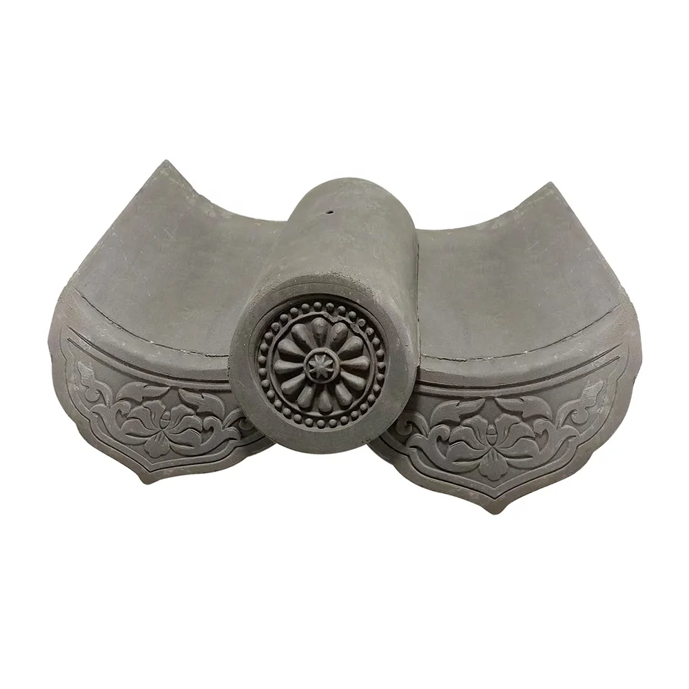 Asian Style House Design Villa Modern China Roofing System Natural Gray Unglazed Clay Roof Tiles