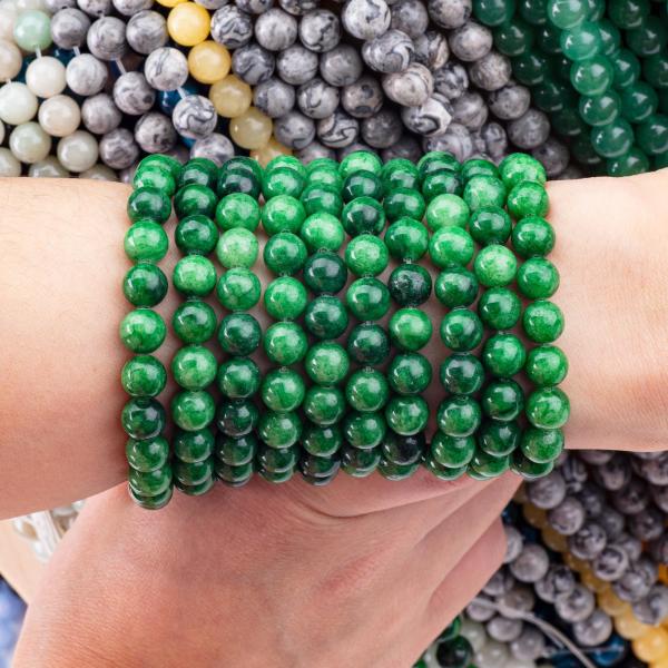 Natural Crystal Dark Green Jadeite  8MM Round Loose Beads Gemstone Beads For DIY Jewelry Making