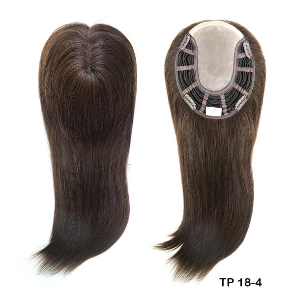 100% European Virgin Hair women Mono hair topper natural color double drawn full end full coverage mono wefted Topper