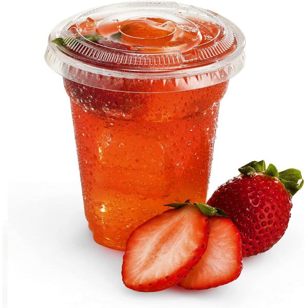 Clear 16 Oz Hard Plastic Cups With Straws Disposable Coffee Cup