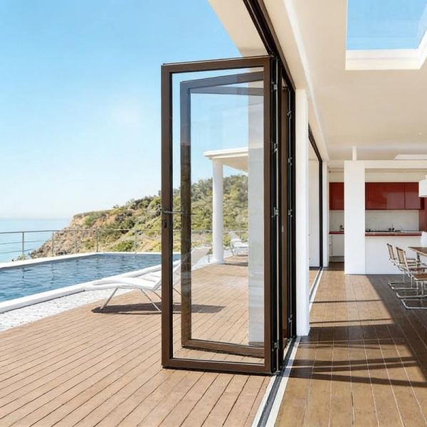 OEM Aluminum Folding Door 5mm 20mm  Exterior Sliding Glass Door